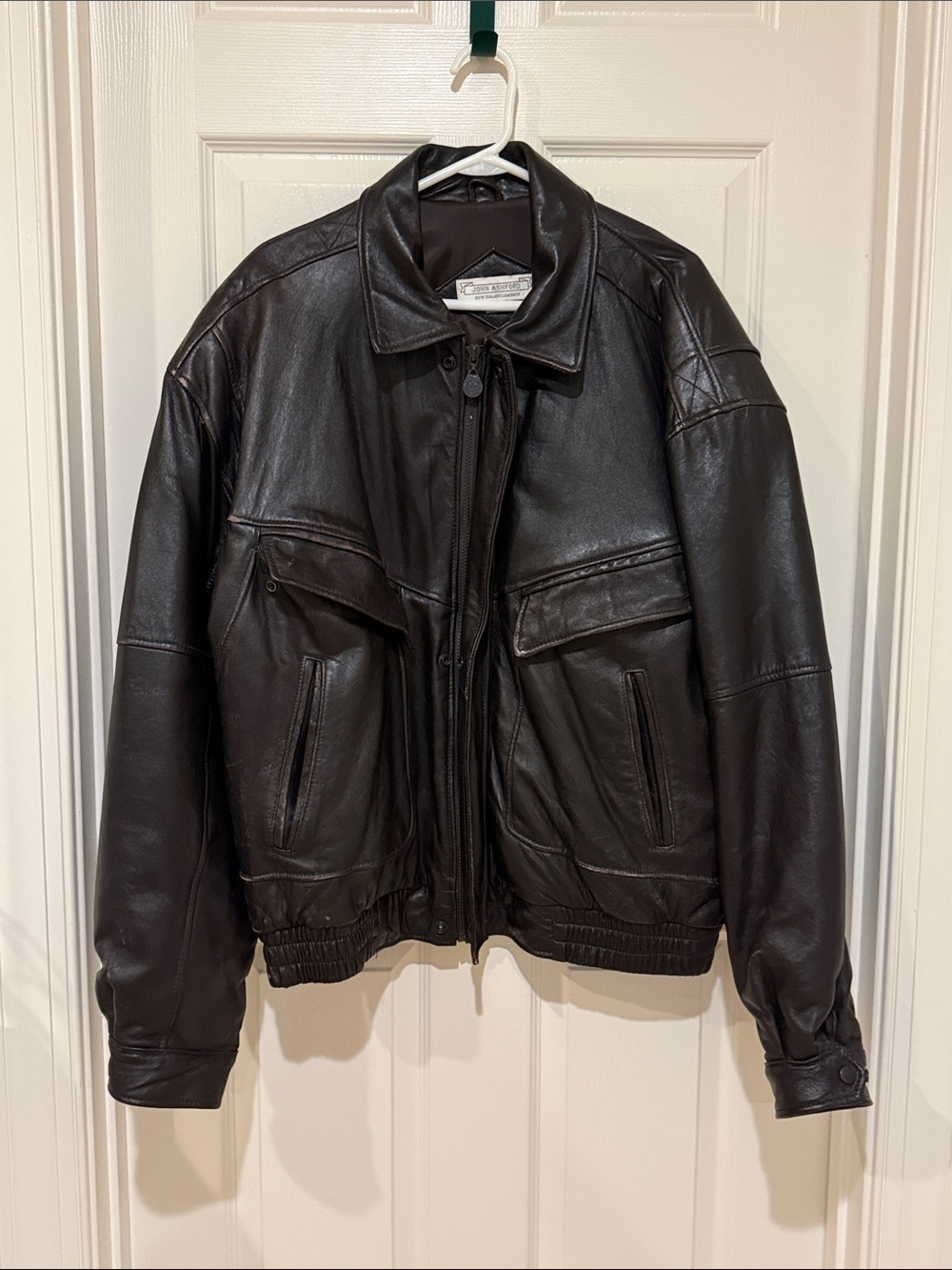 John Ashford Men's Leather Bomber Jacket